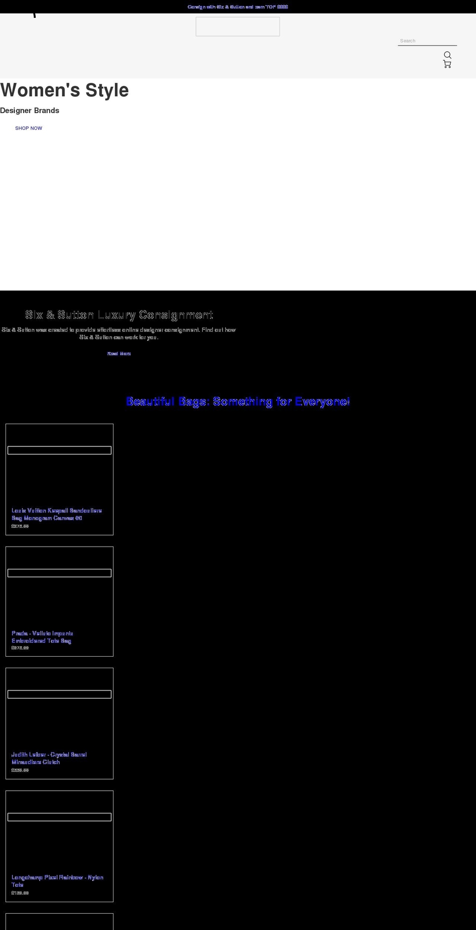 sixandsutton.com shopify website screenshot