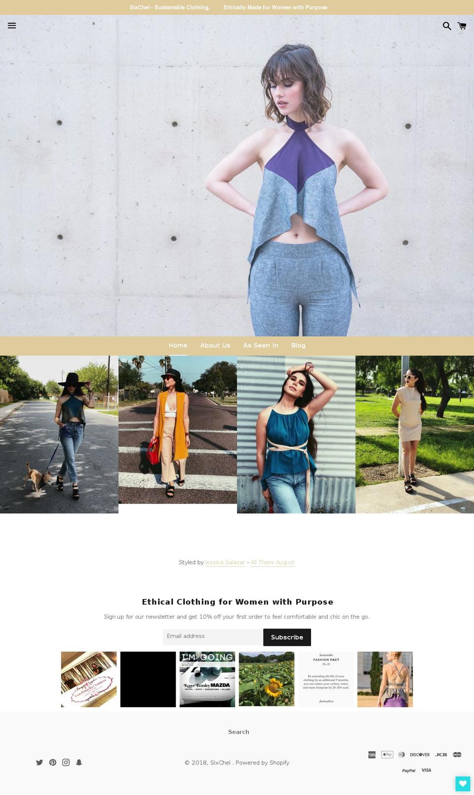 sixchelbydinachavez.com shopify website screenshot