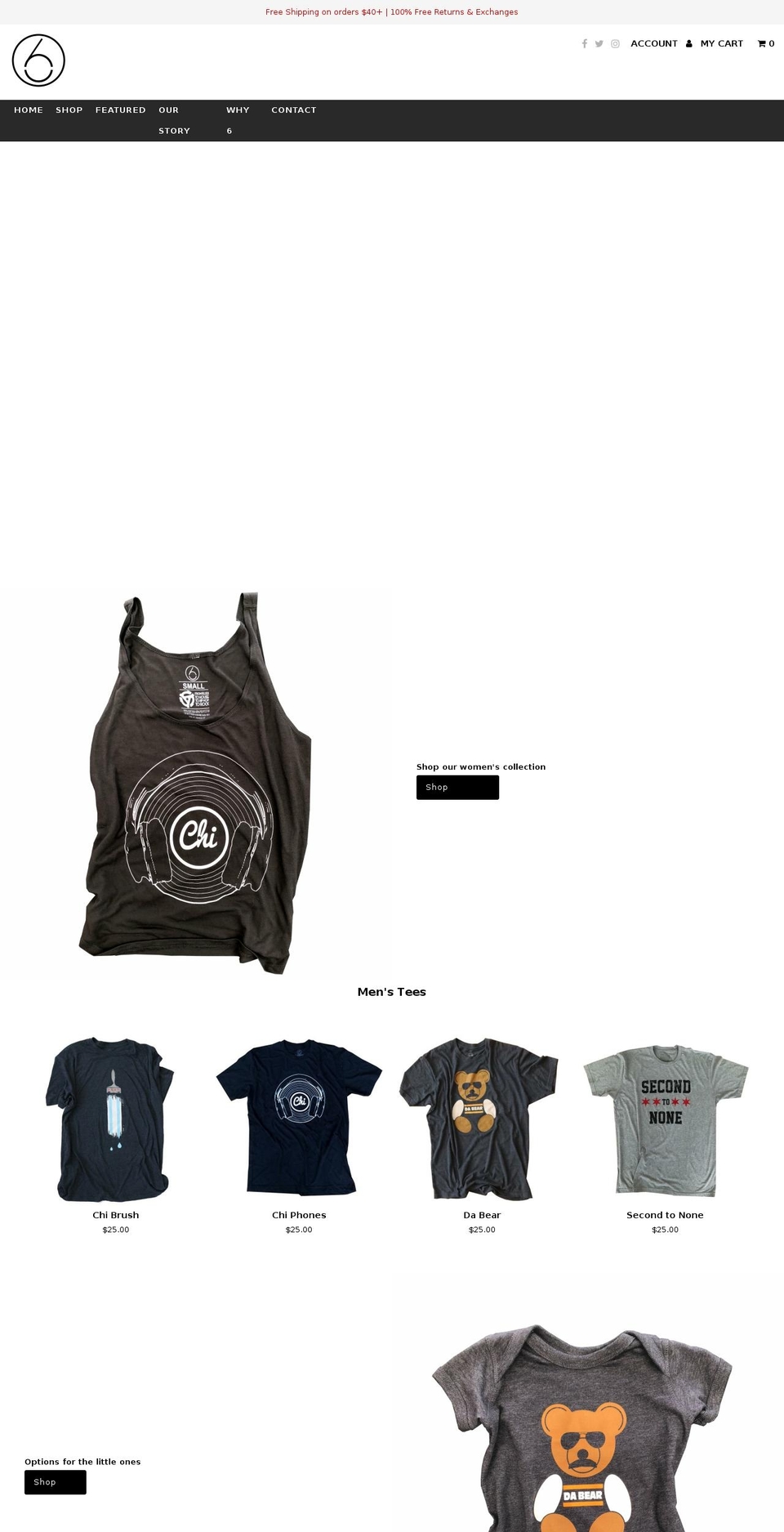 sixclothingcompany.com — Shopify storefront screenshot