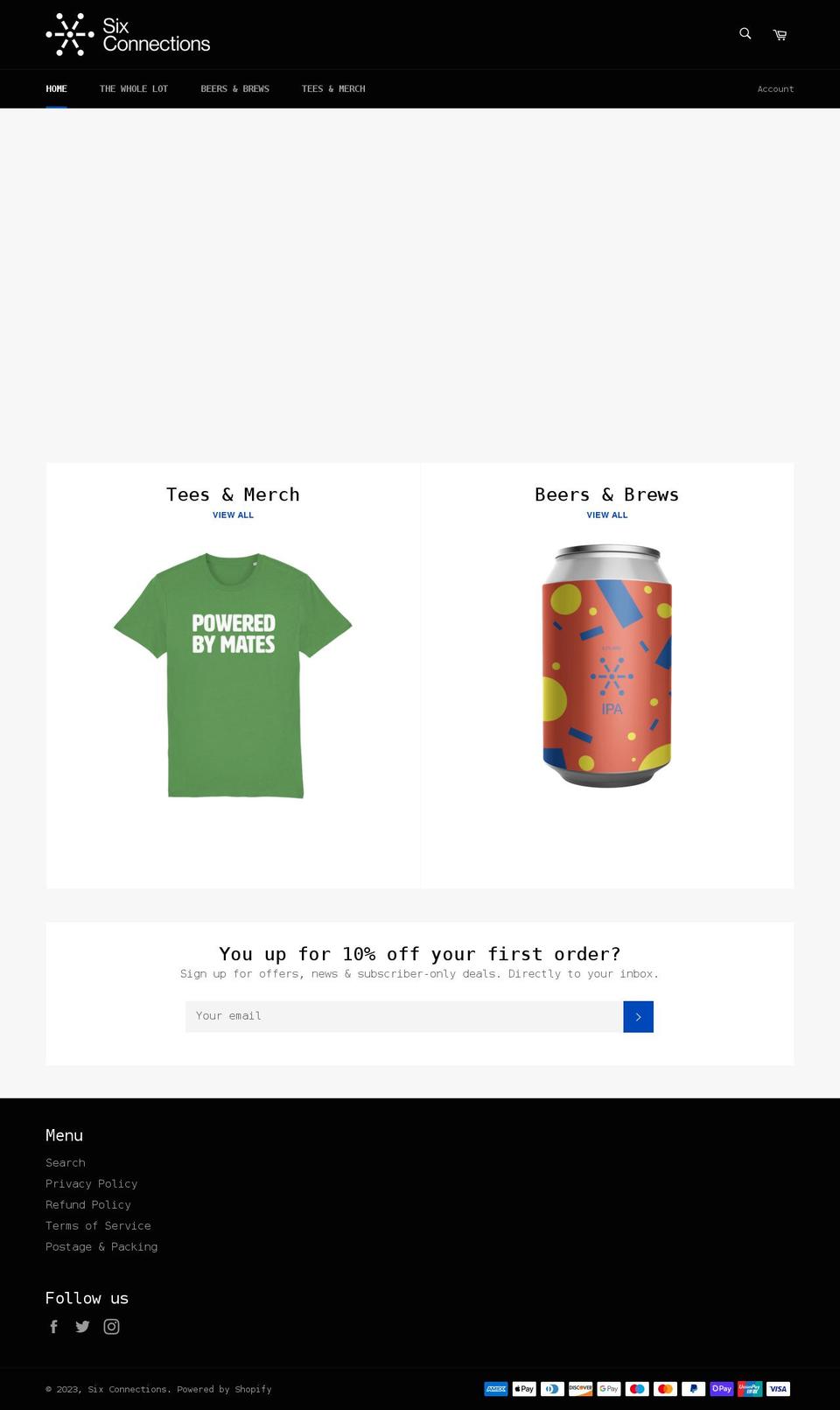 sixconnections.myshopify.com shopify website screenshot