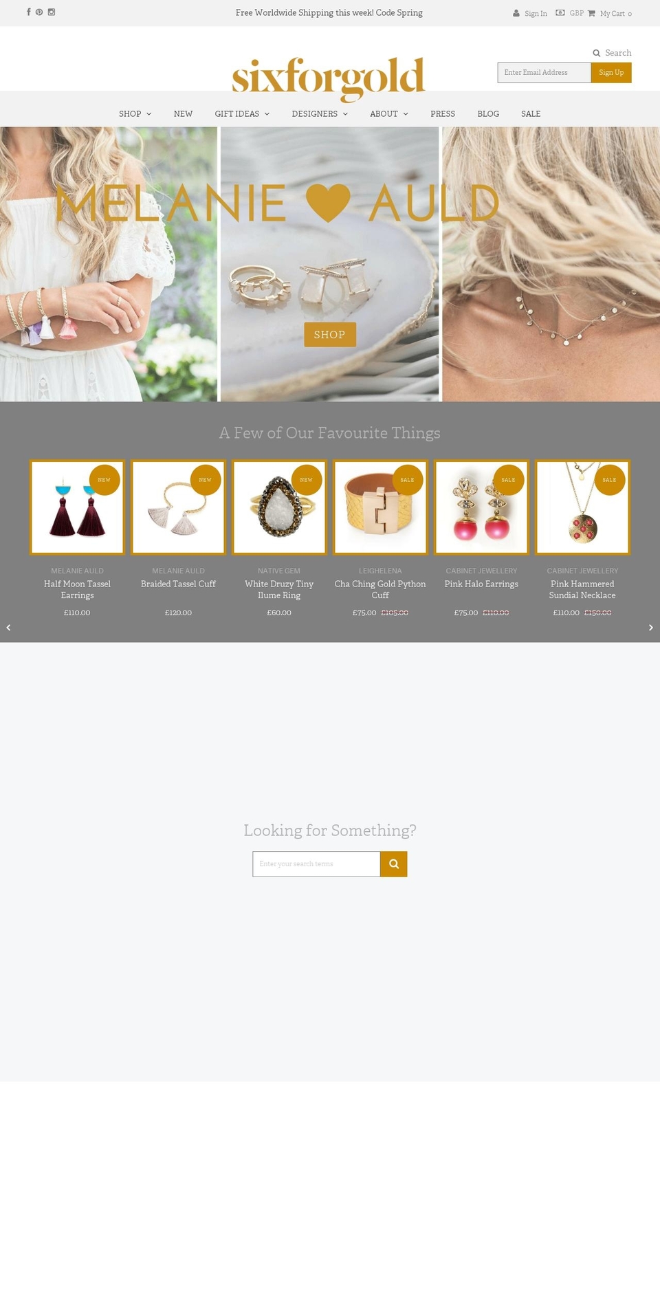 sixforgoldboutique.com shopify website screenshot