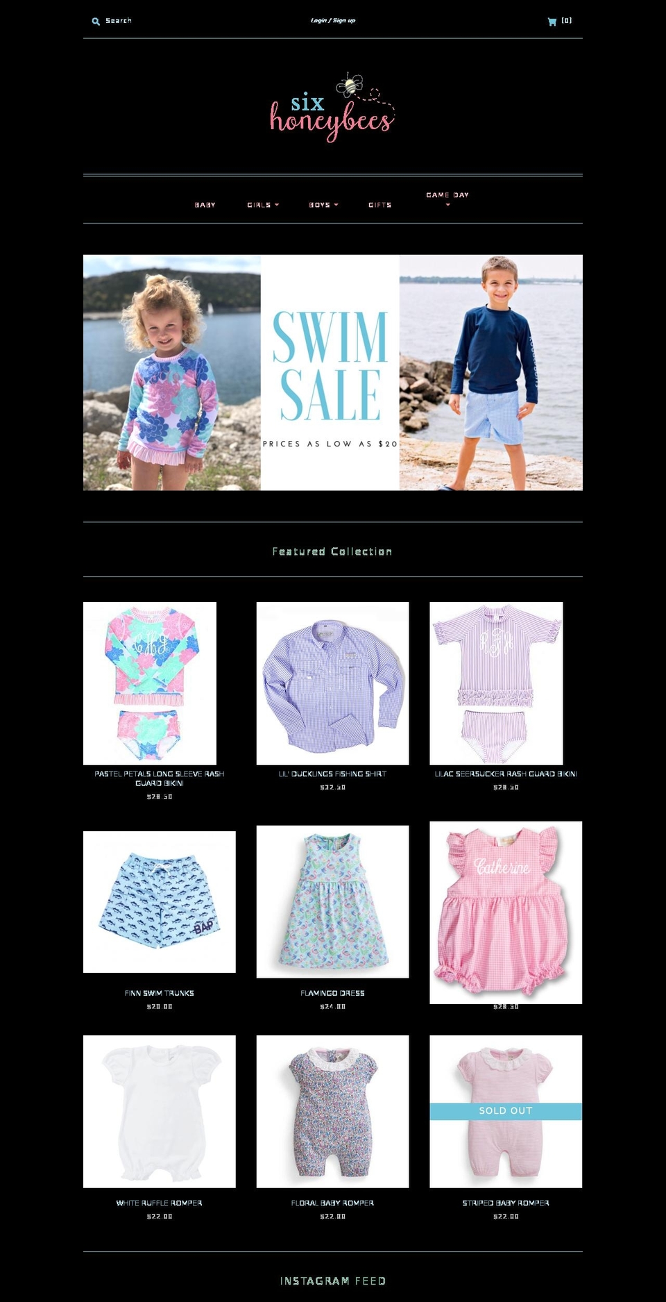 sixhoneybees.com shopify website screenshot