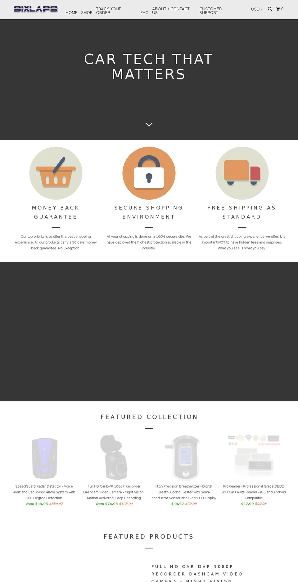 sixlaps.com shopify website screenshot