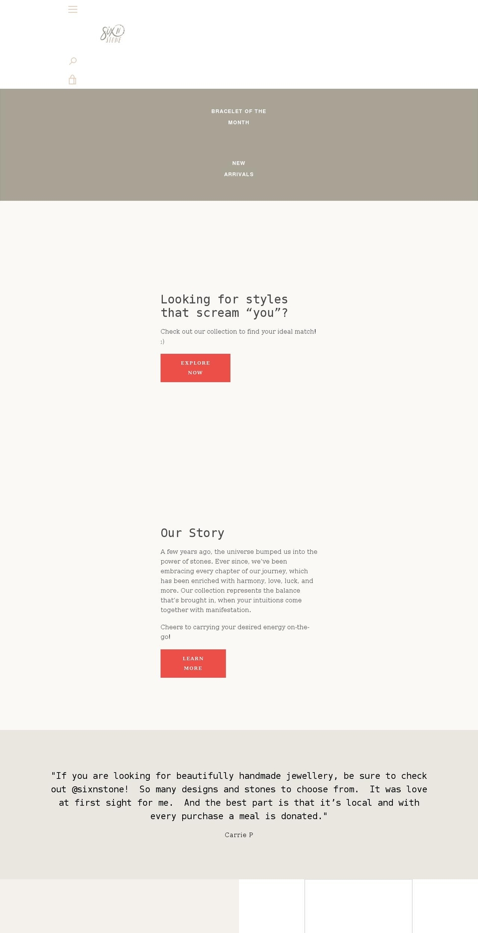 sixnstone.com shopify website screenshot