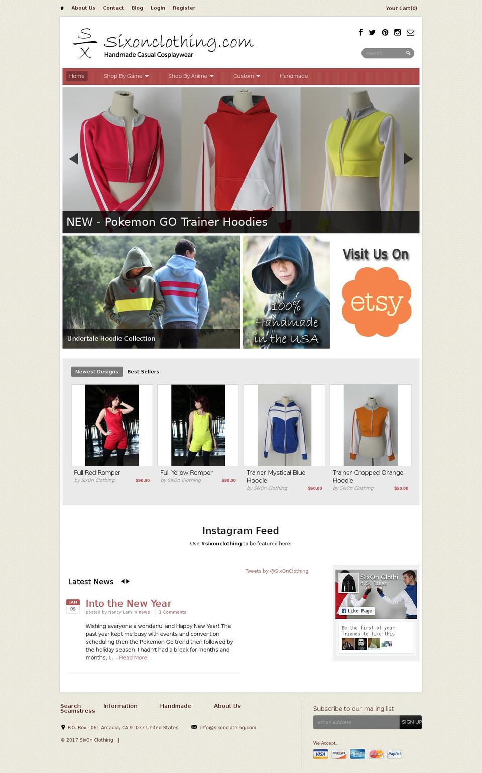 sixonclothing.com shopify website screenshot