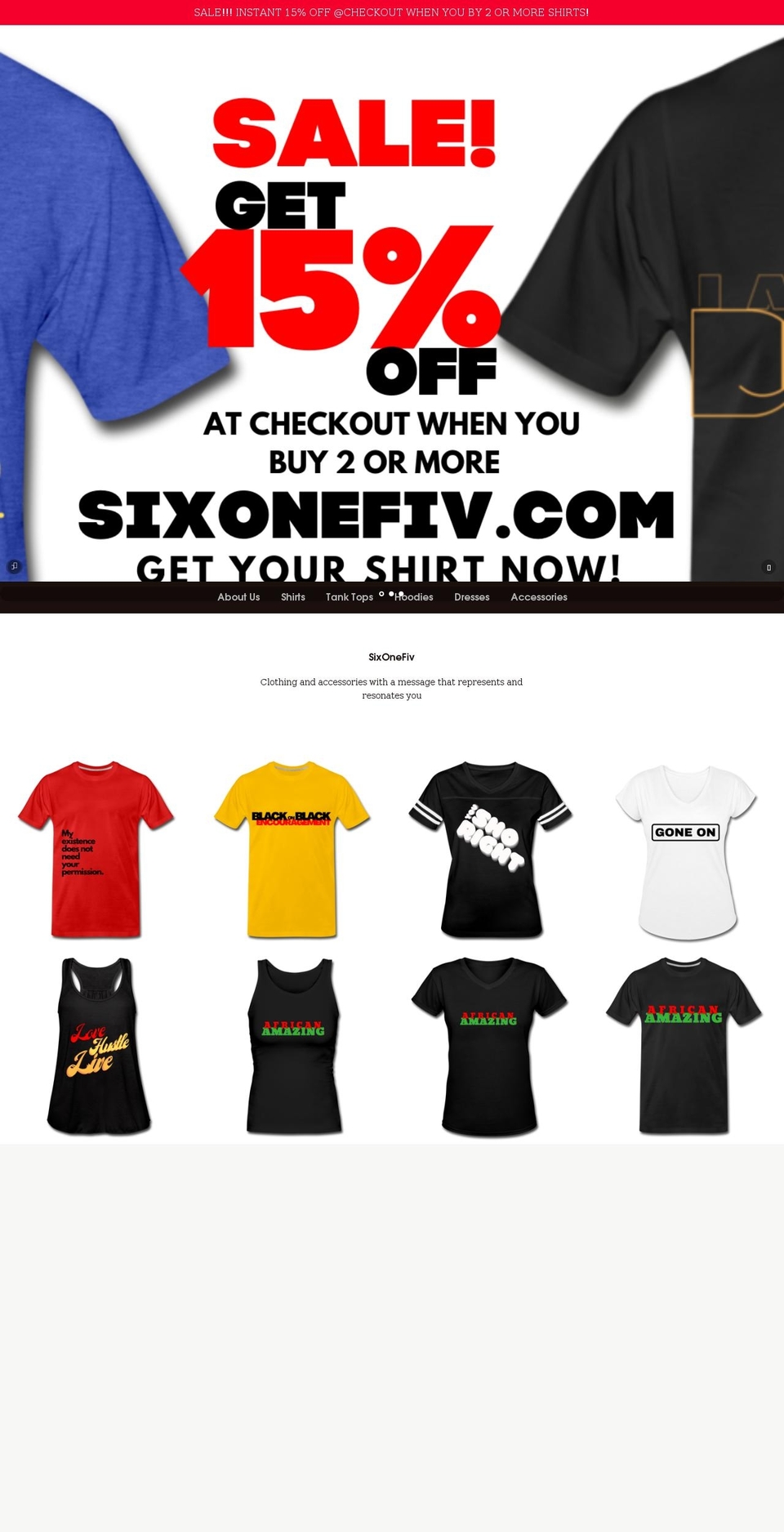 sixonefiv.com shopify website screenshot