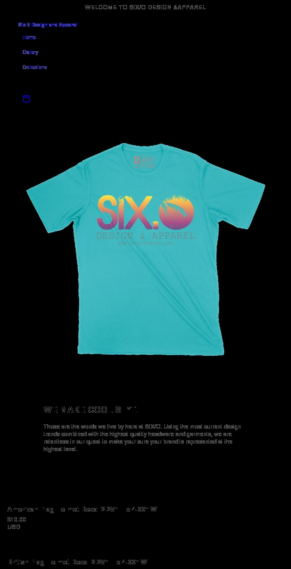 sixoreflective.com — Shopify storefront screenshot