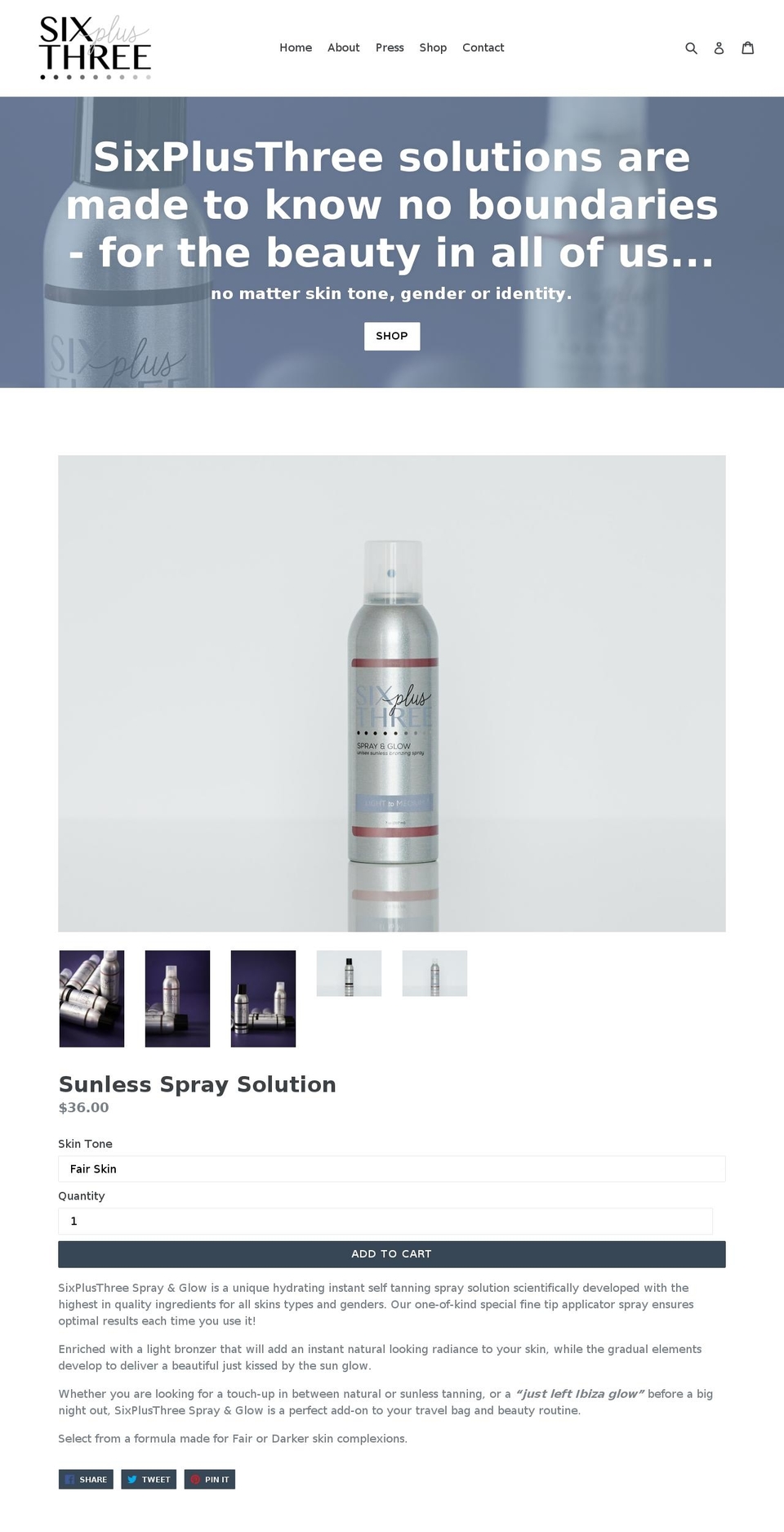 sixplusthree.com — Shopify storefront screenshot