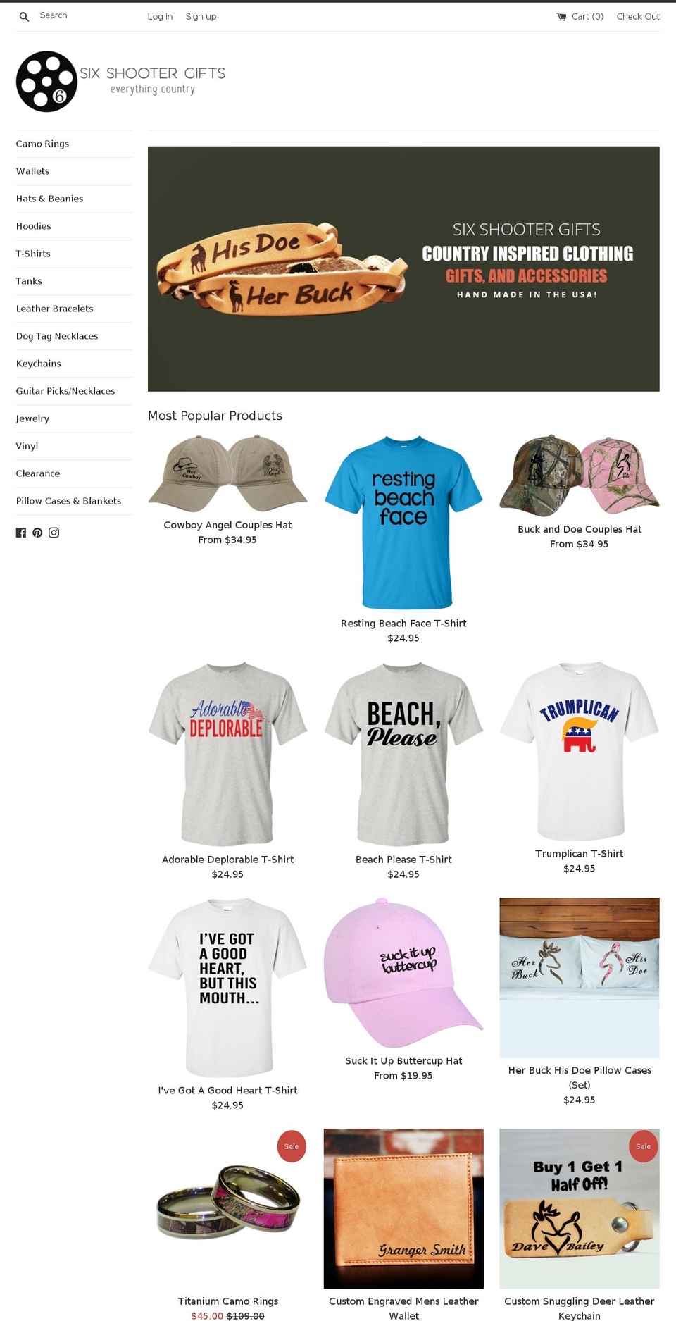 sixshootergifts.com shopify website screenshot