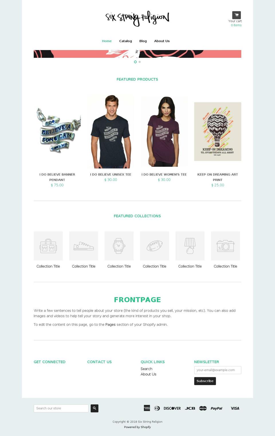 sixstringreligion.com shopify website screenshot