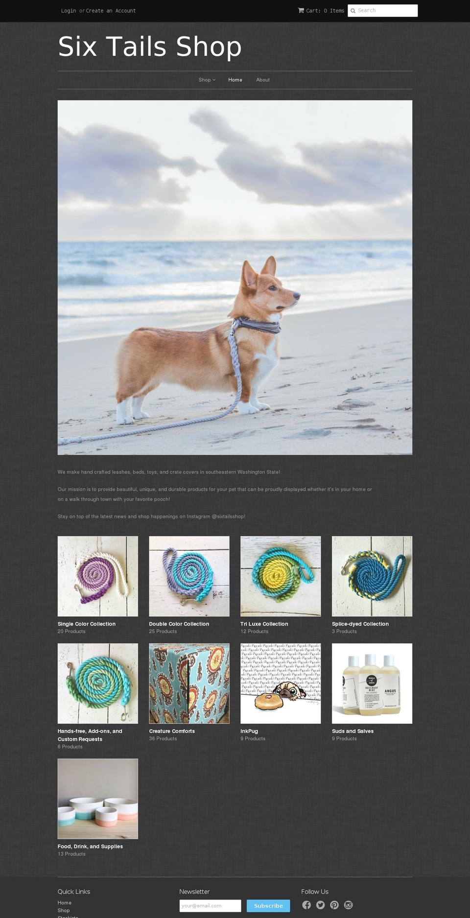 sixtailsshop.com shopify website screenshot