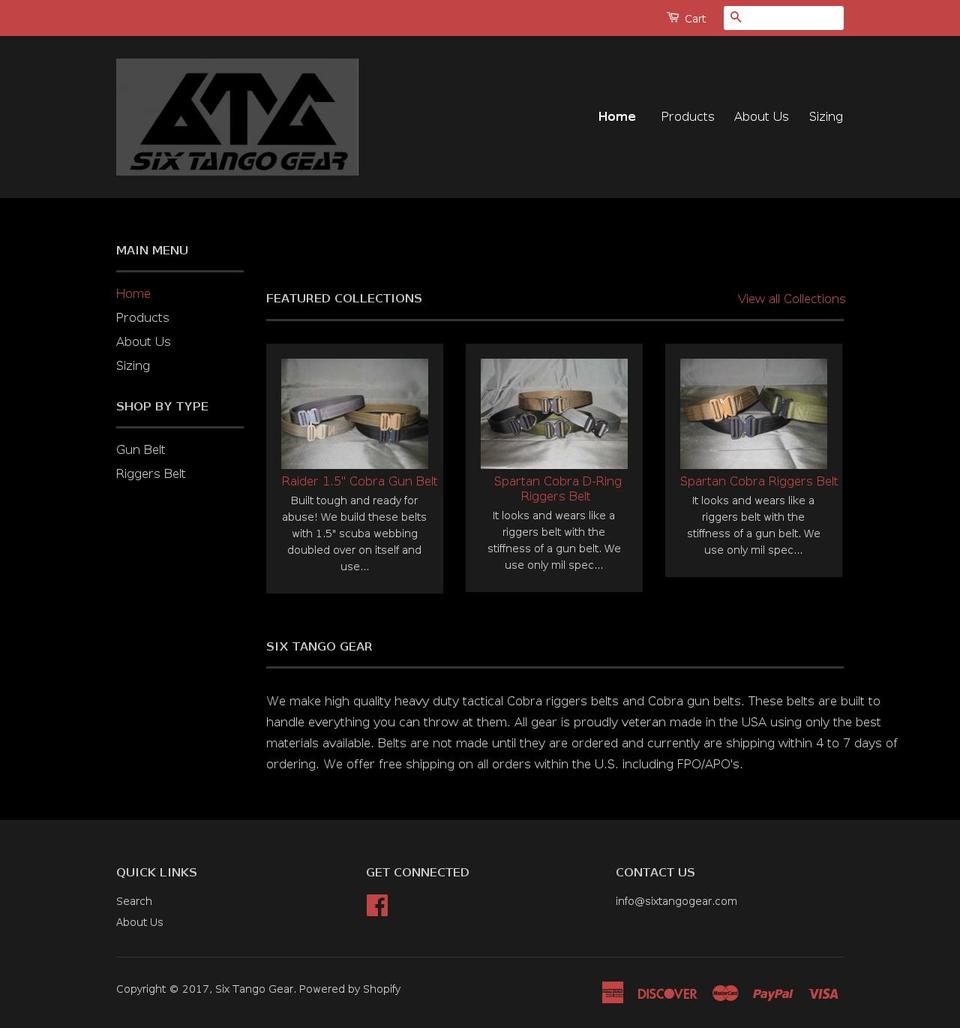 sixtangogear.com shopify website screenshot