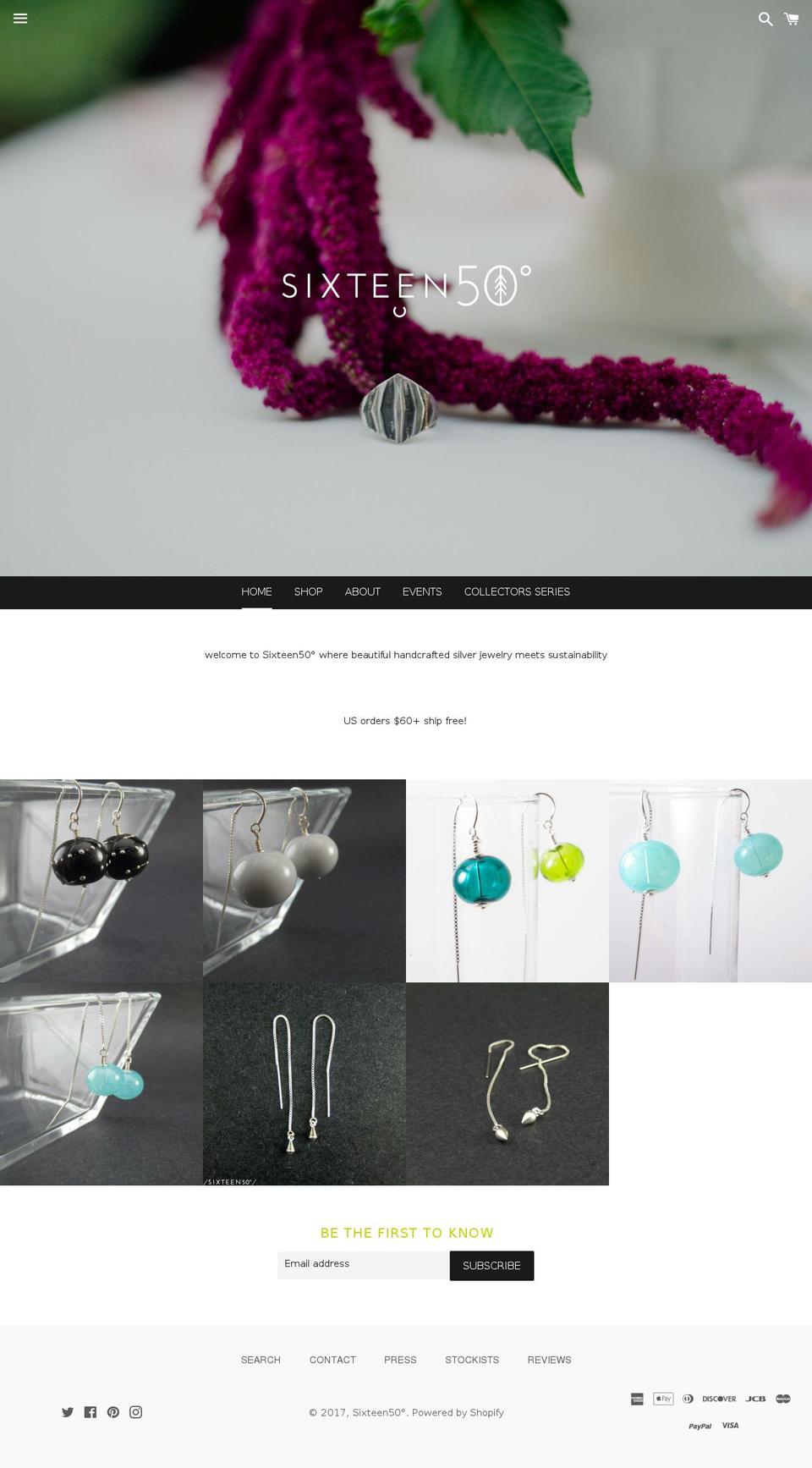 sixteen50.com shopify website screenshot