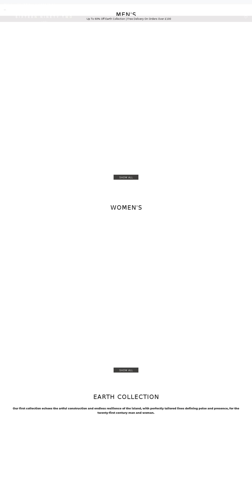 sixteenninetytwo.com shopify website screenshot