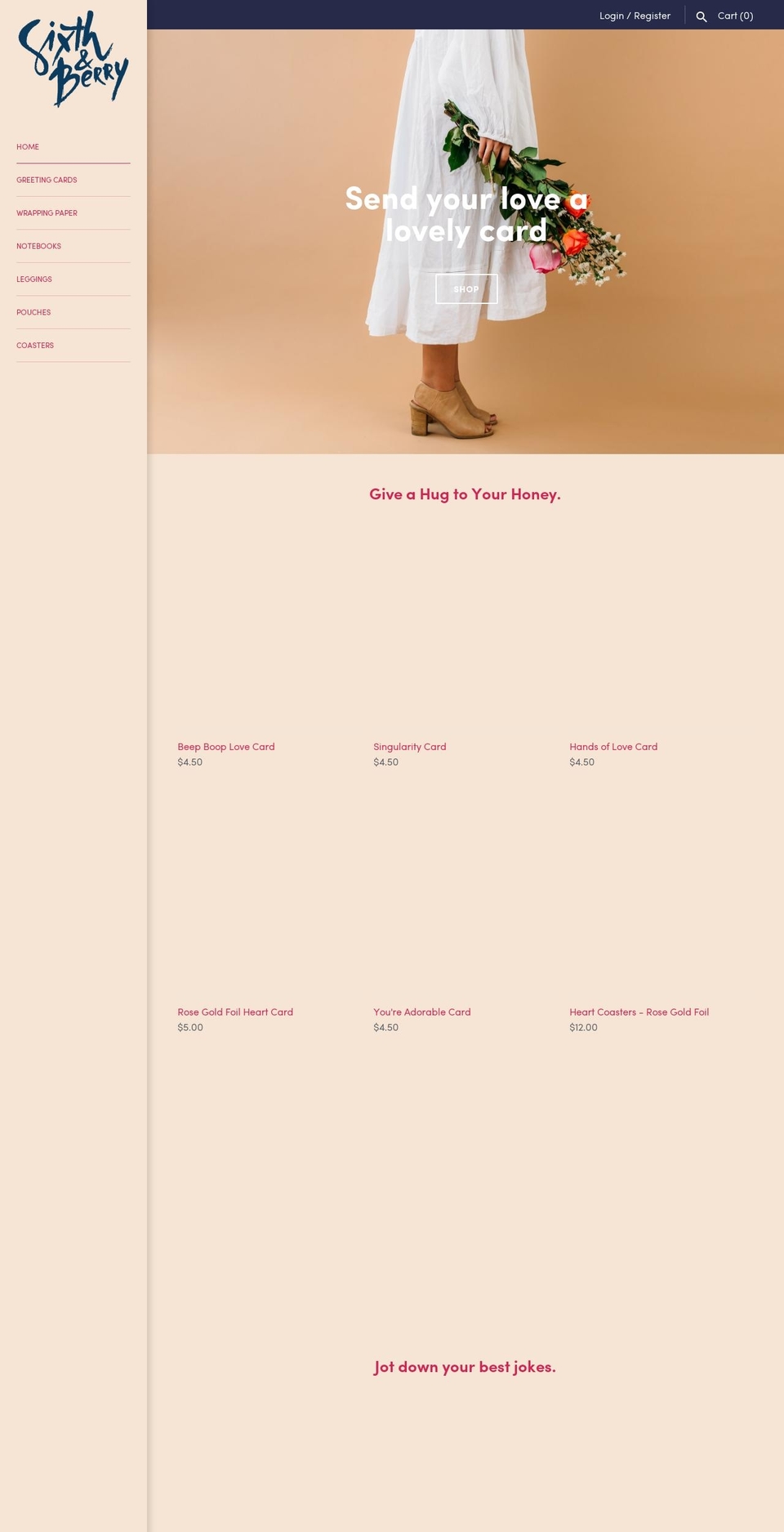 sixthandberry.com shopify website screenshot