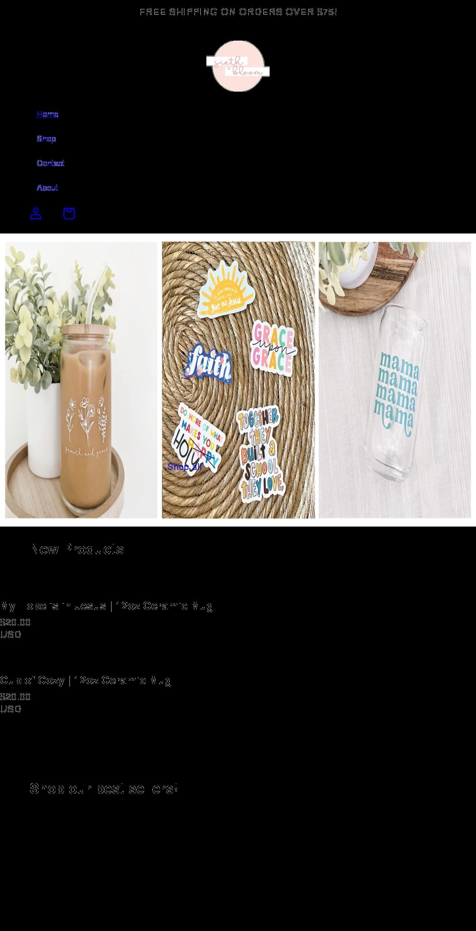 sixthandbloom.com shopify website screenshot