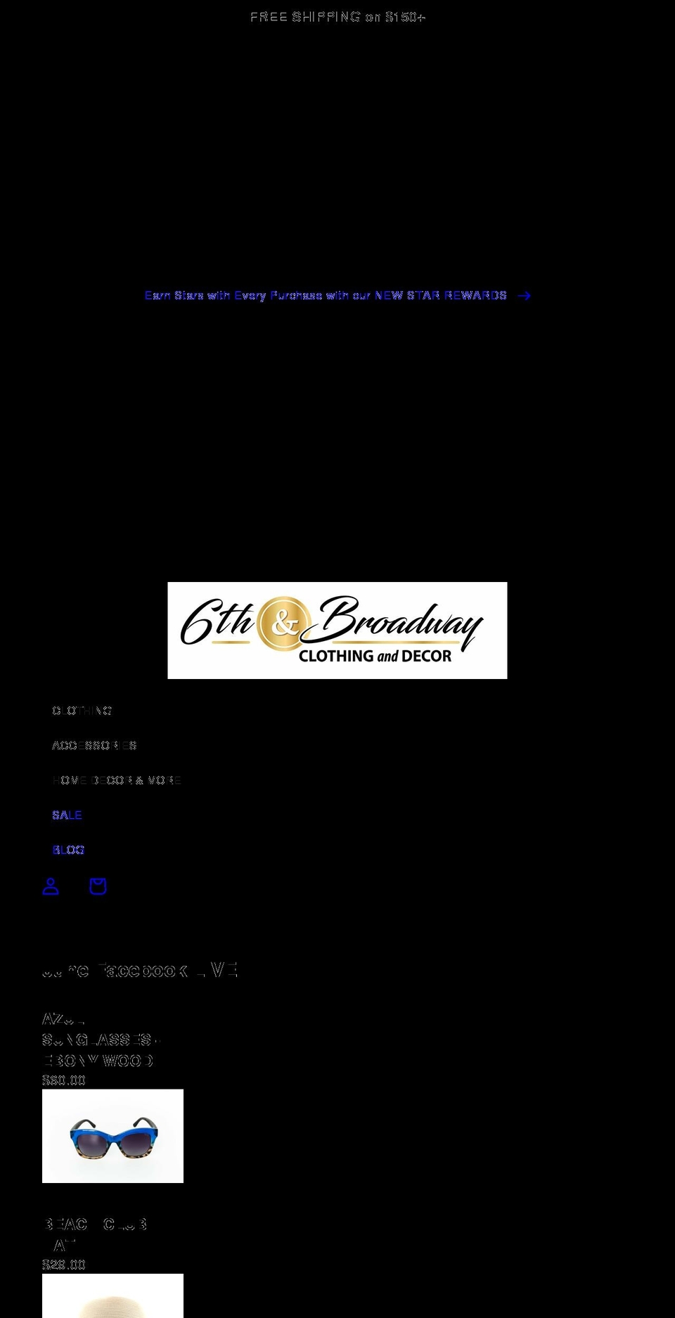 sixthandbroadway.com shopify website screenshot