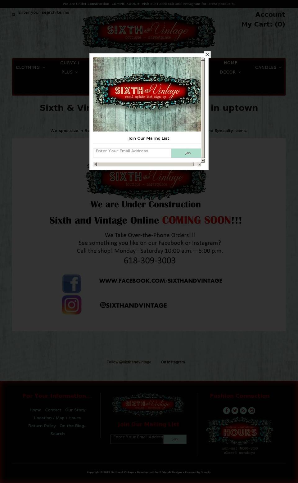 sixthandvintage.com shopify website screenshot