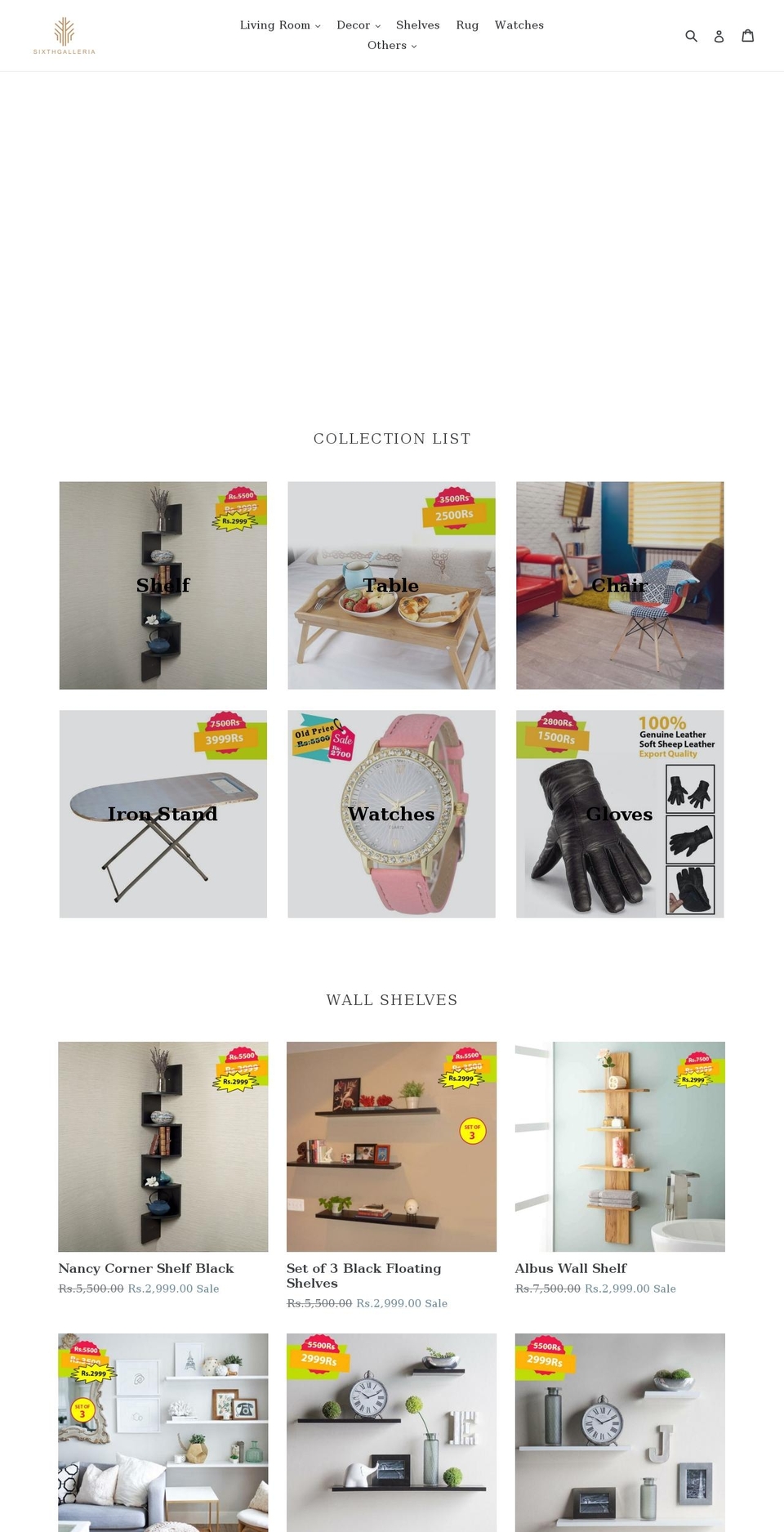 sixthgalleria.com — Shopify storefront screenshot