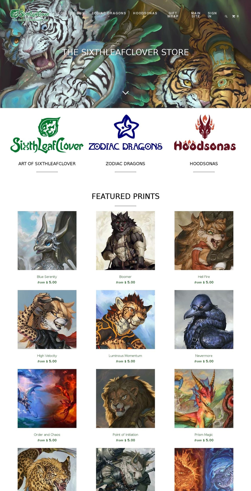 sixthleafcloverstore.com shopify website screenshot