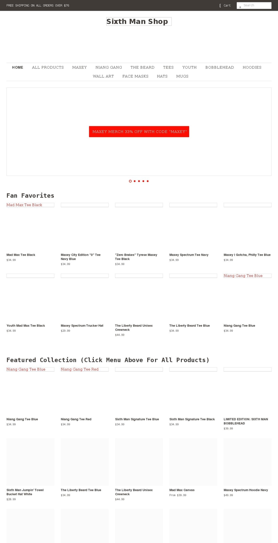 sixthman.shop shopify website screenshot