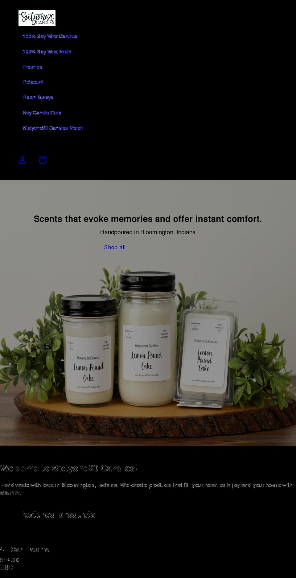 sixtyone20candles.com shopify website screenshot