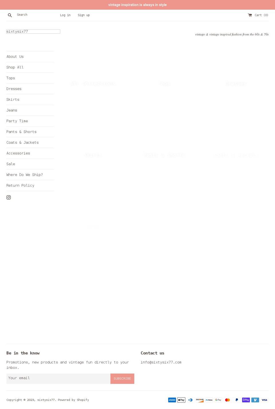 sixtysix77.com shopify website screenshot