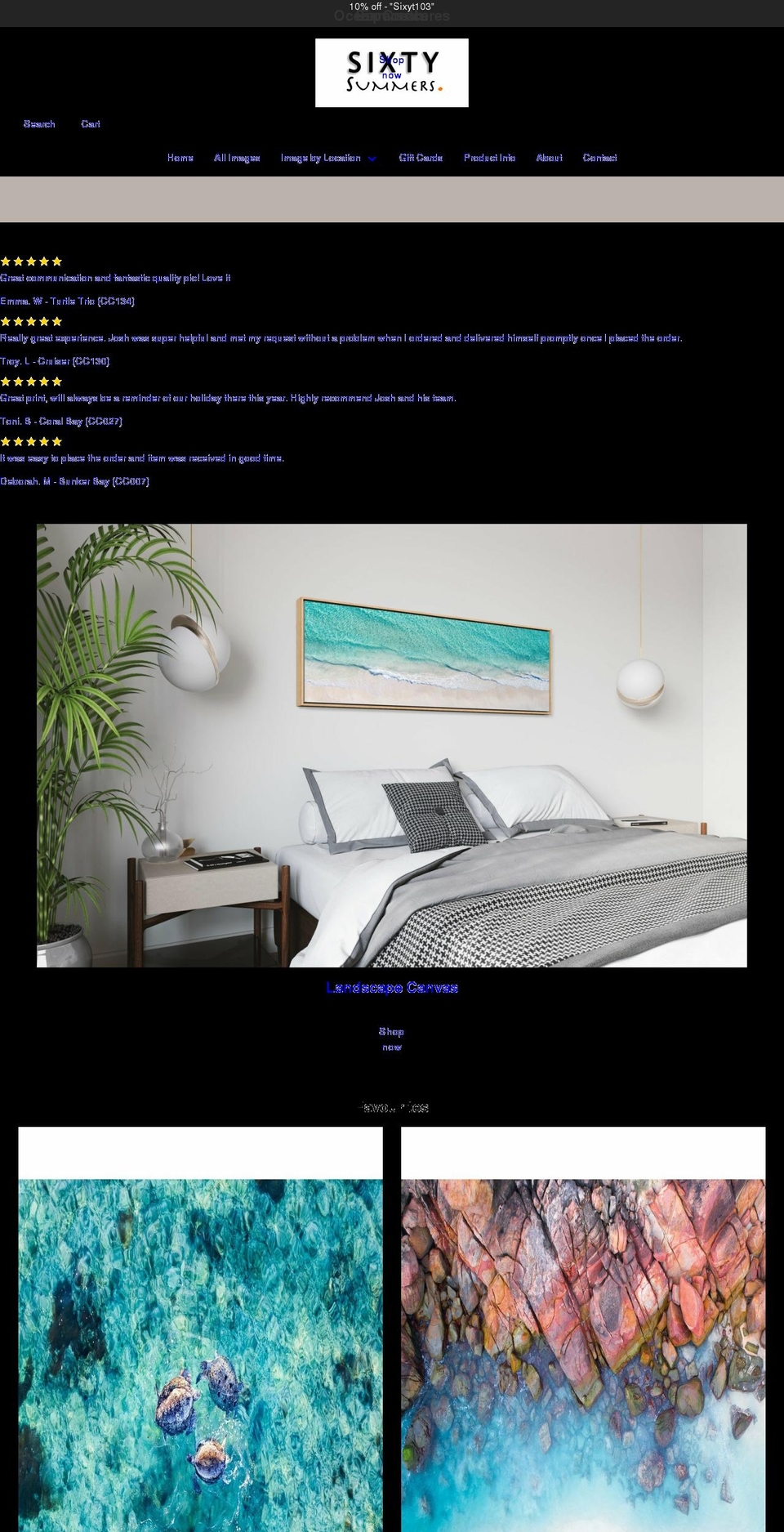 sixtysummers.com.au shopify website screenshot