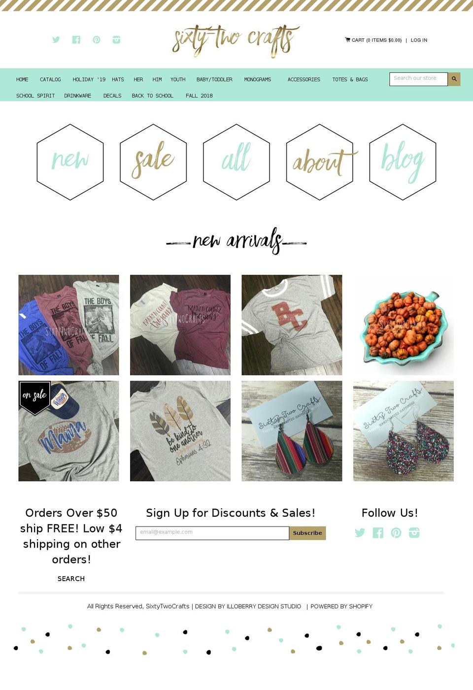 sixtytwocrafts.com shopify website screenshot