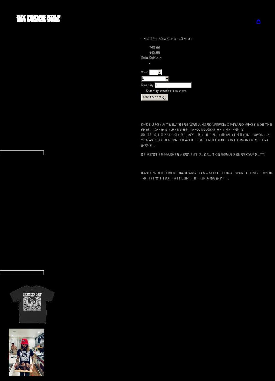 sixundergolf.com shopify website screenshot