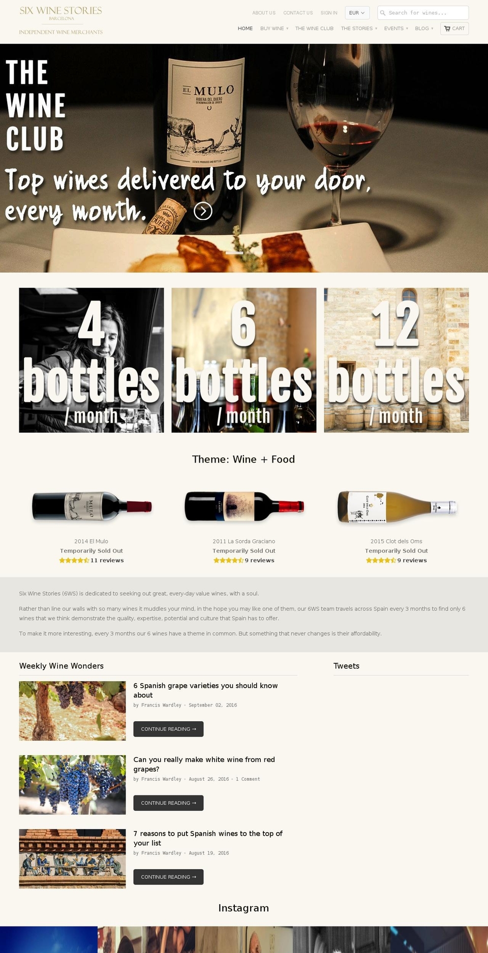 sixwinestories.es shopify website screenshot