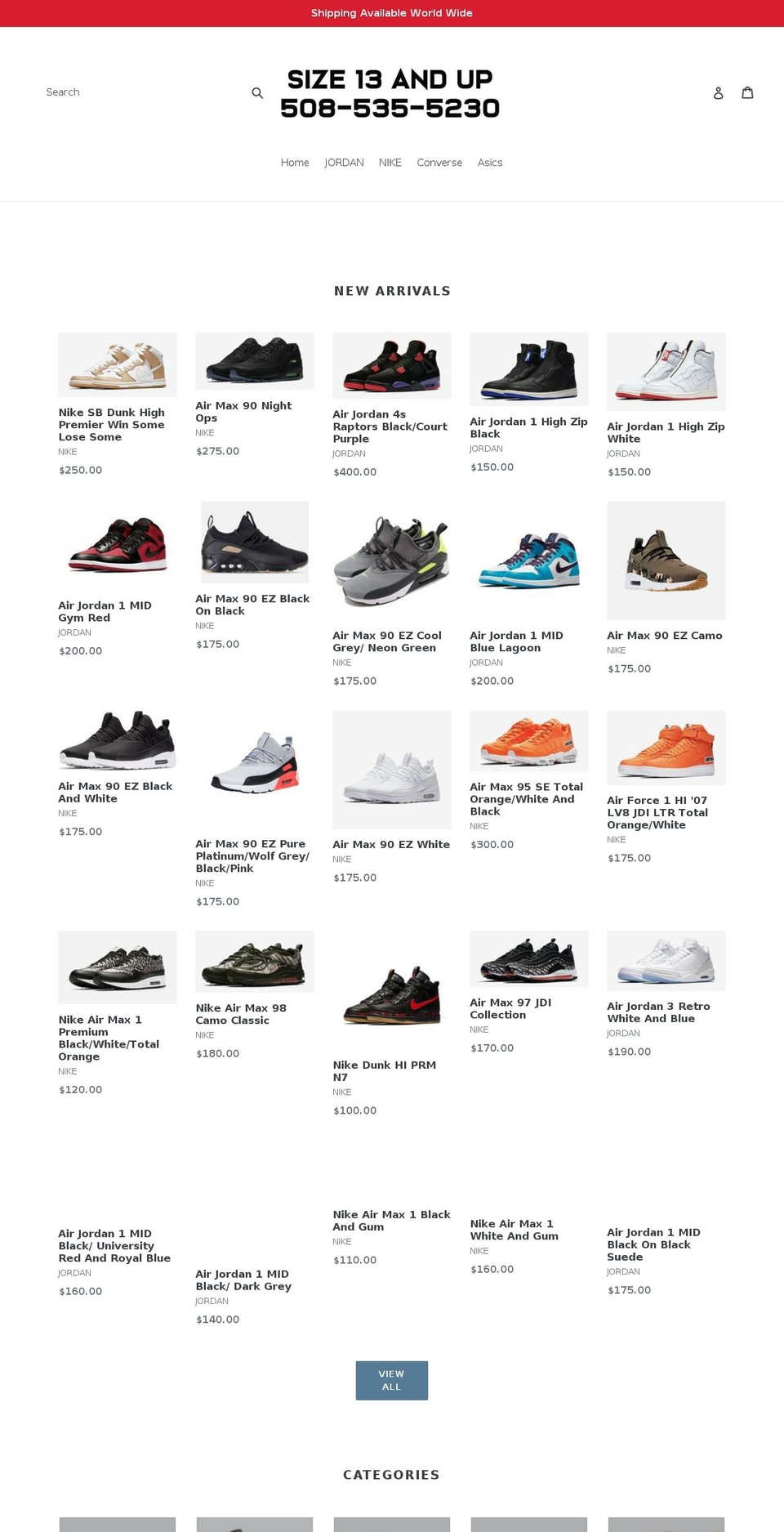 size13andup.com shopify website screenshot