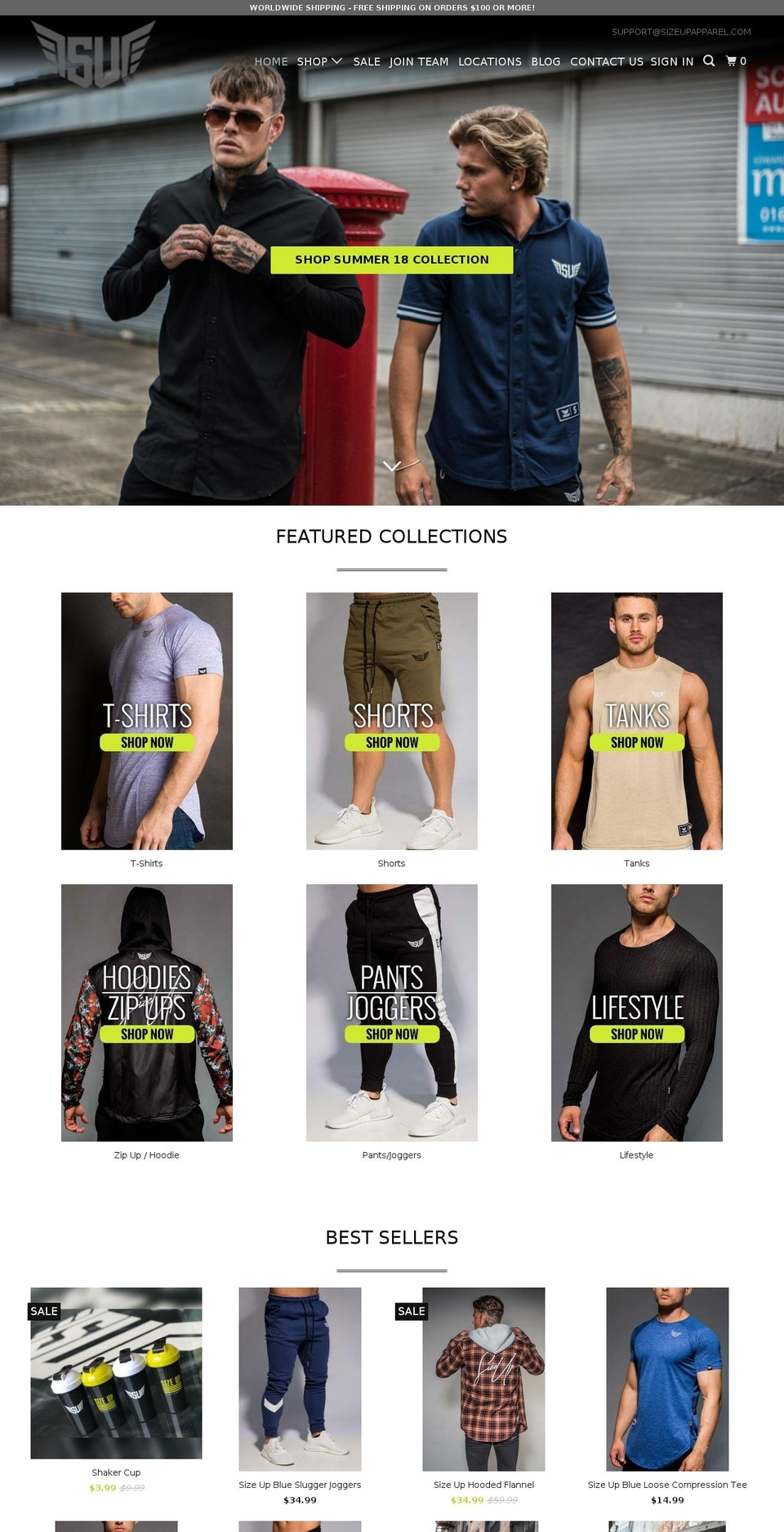 sizeupapparel.com shopify website screenshot