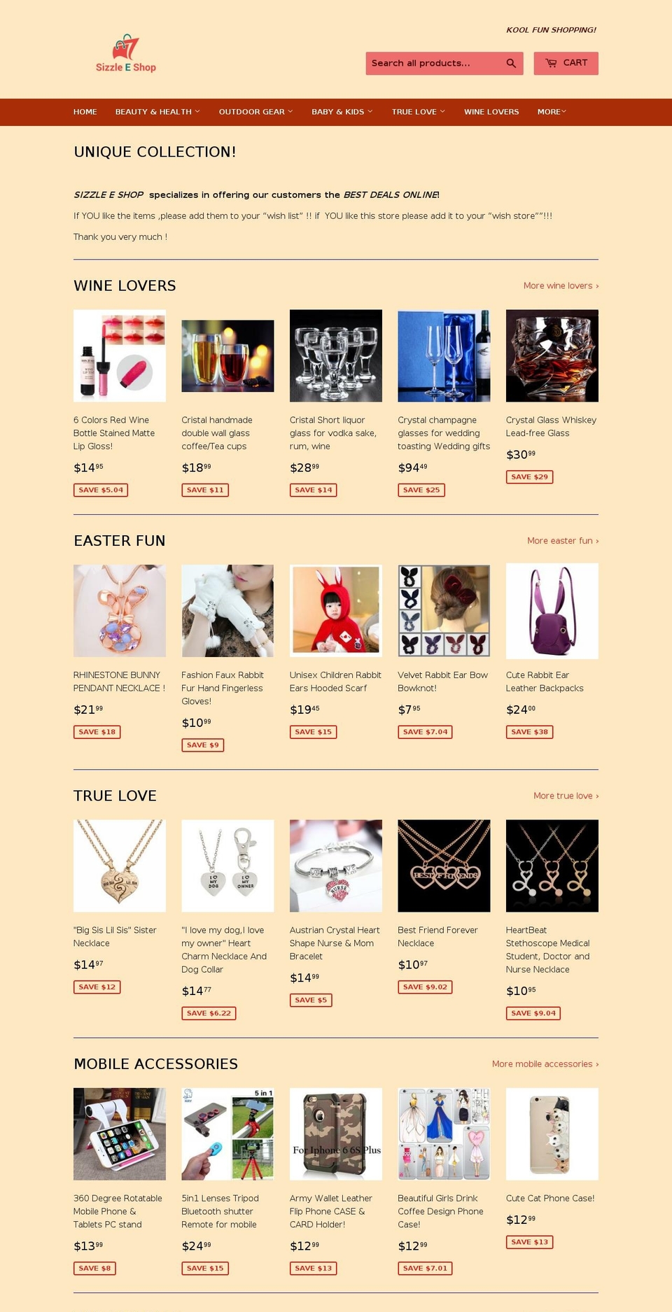 sizzleeshop.com — Shopify storefront screenshot