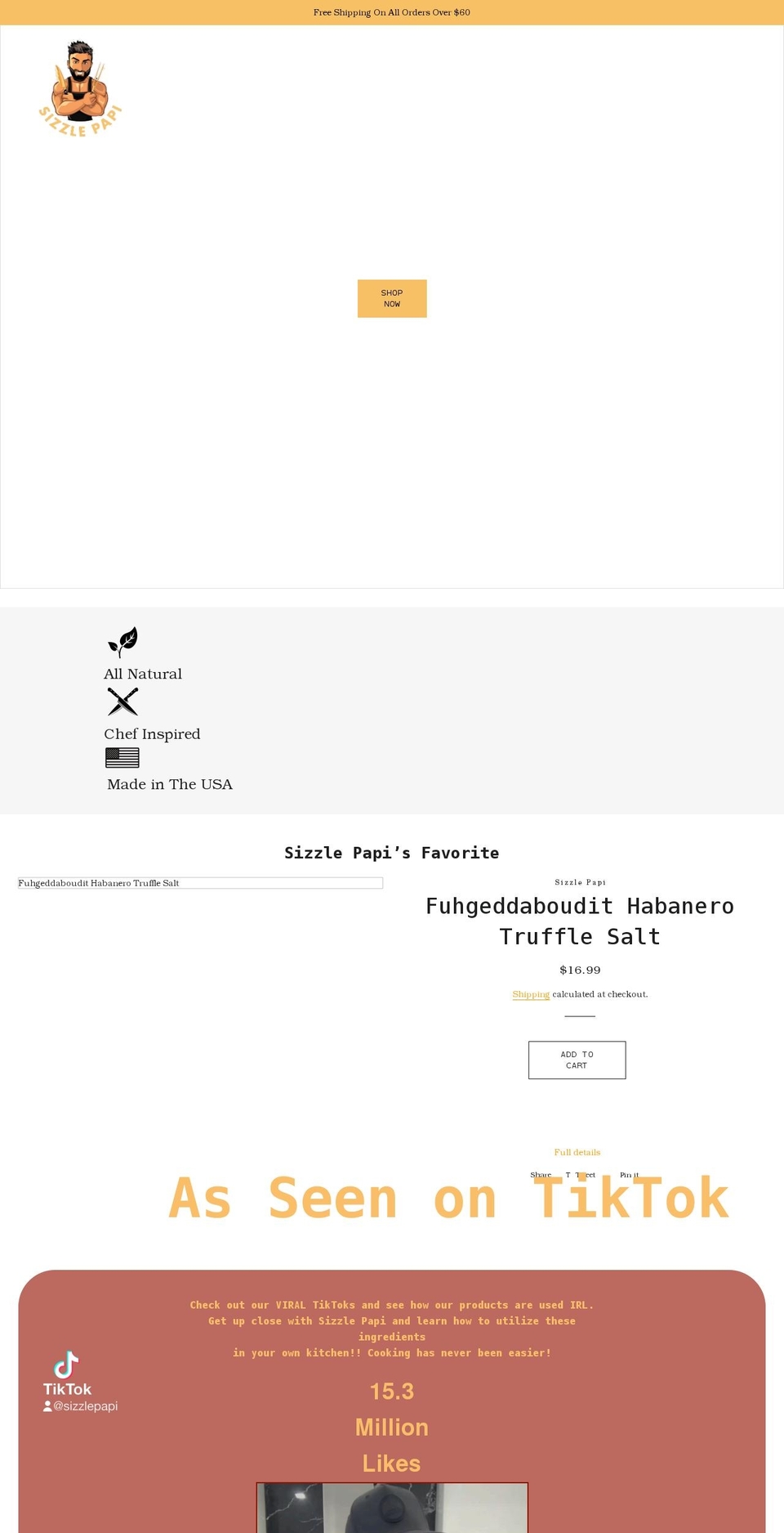 sizzlepapi.com shopify website screenshot