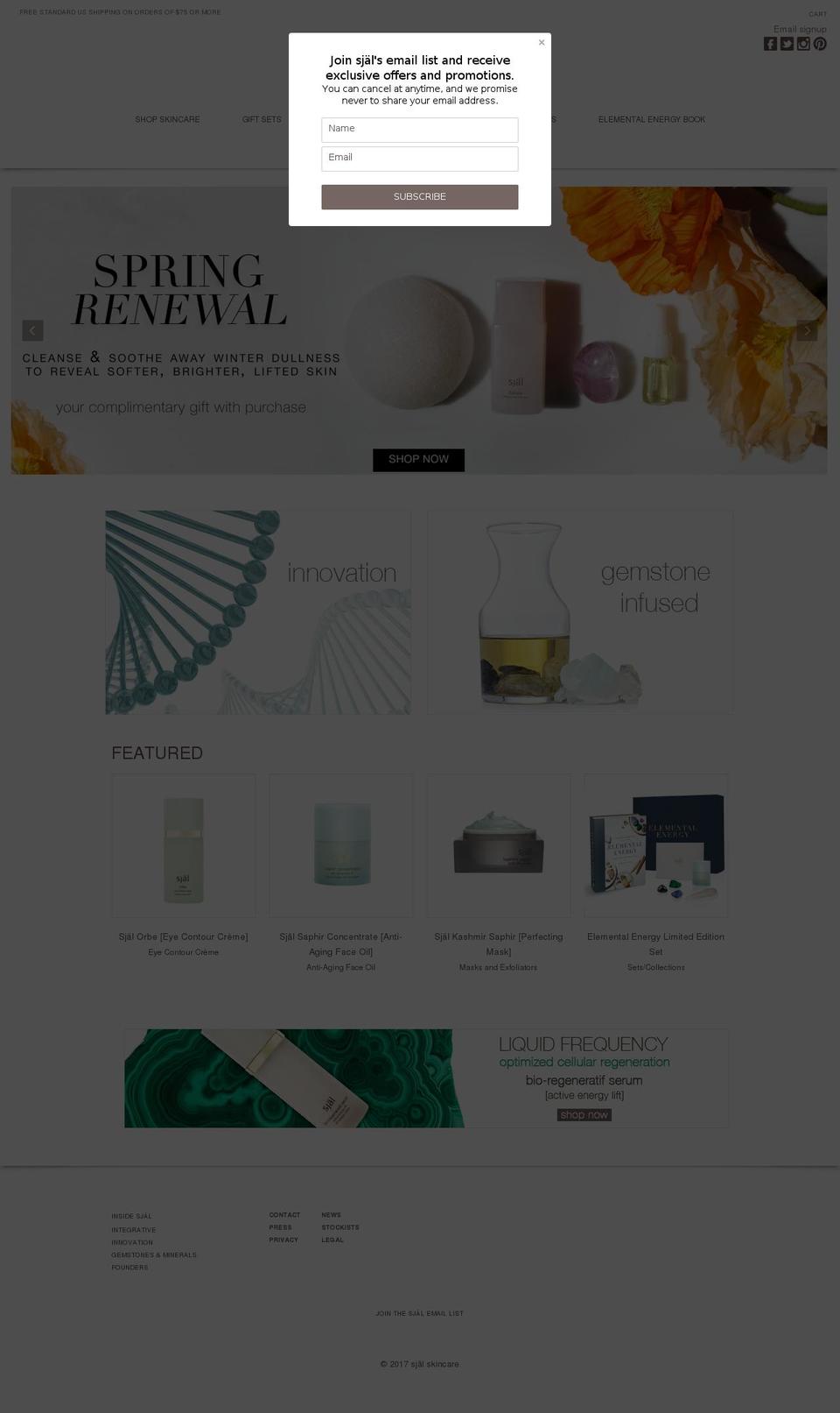 sjalskincare.com shopify website screenshot