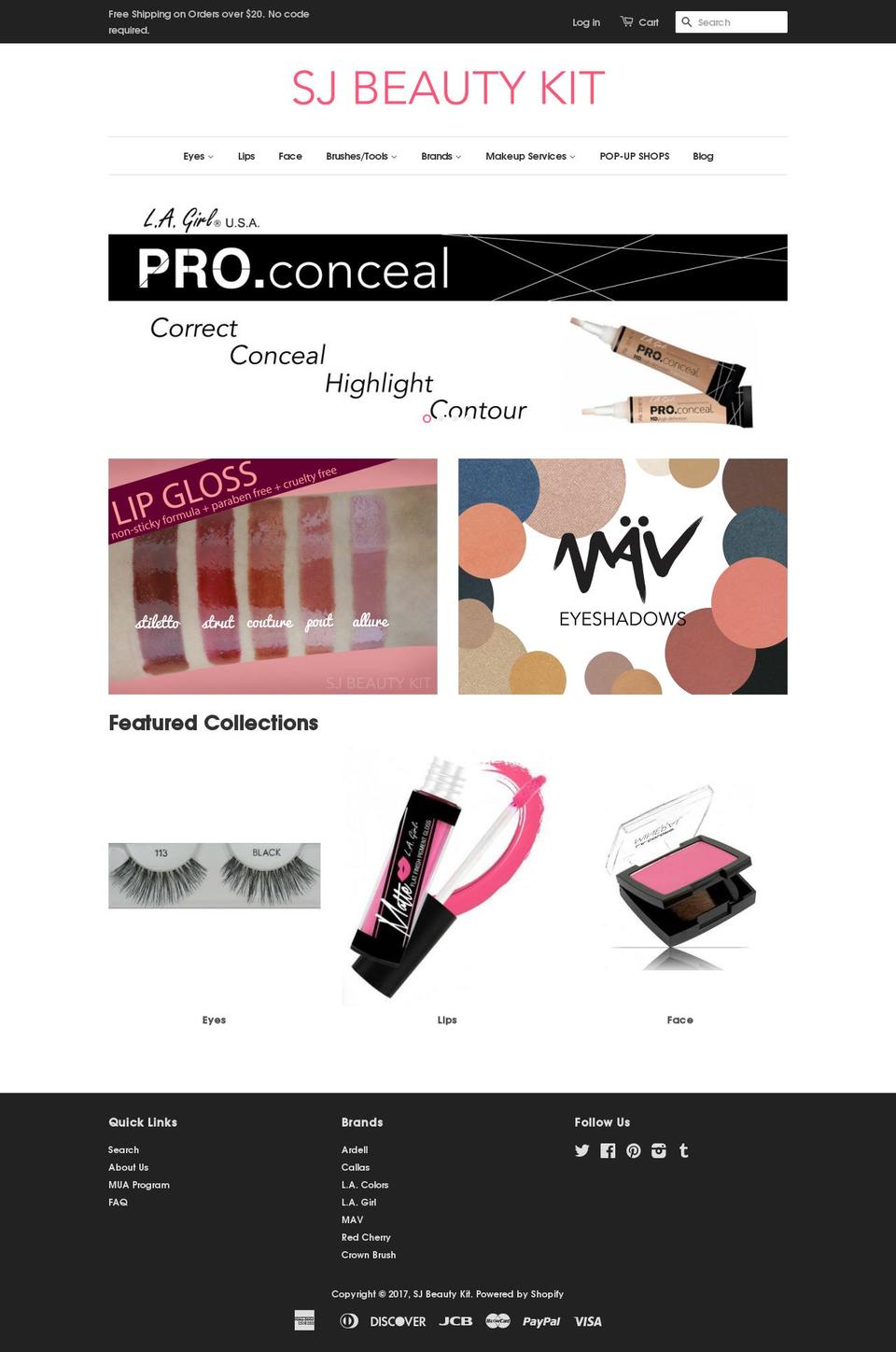 sjbeautykit.com shopify website screenshot