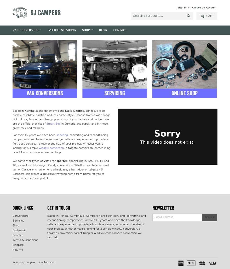 sjcampers.com shopify website screenshot