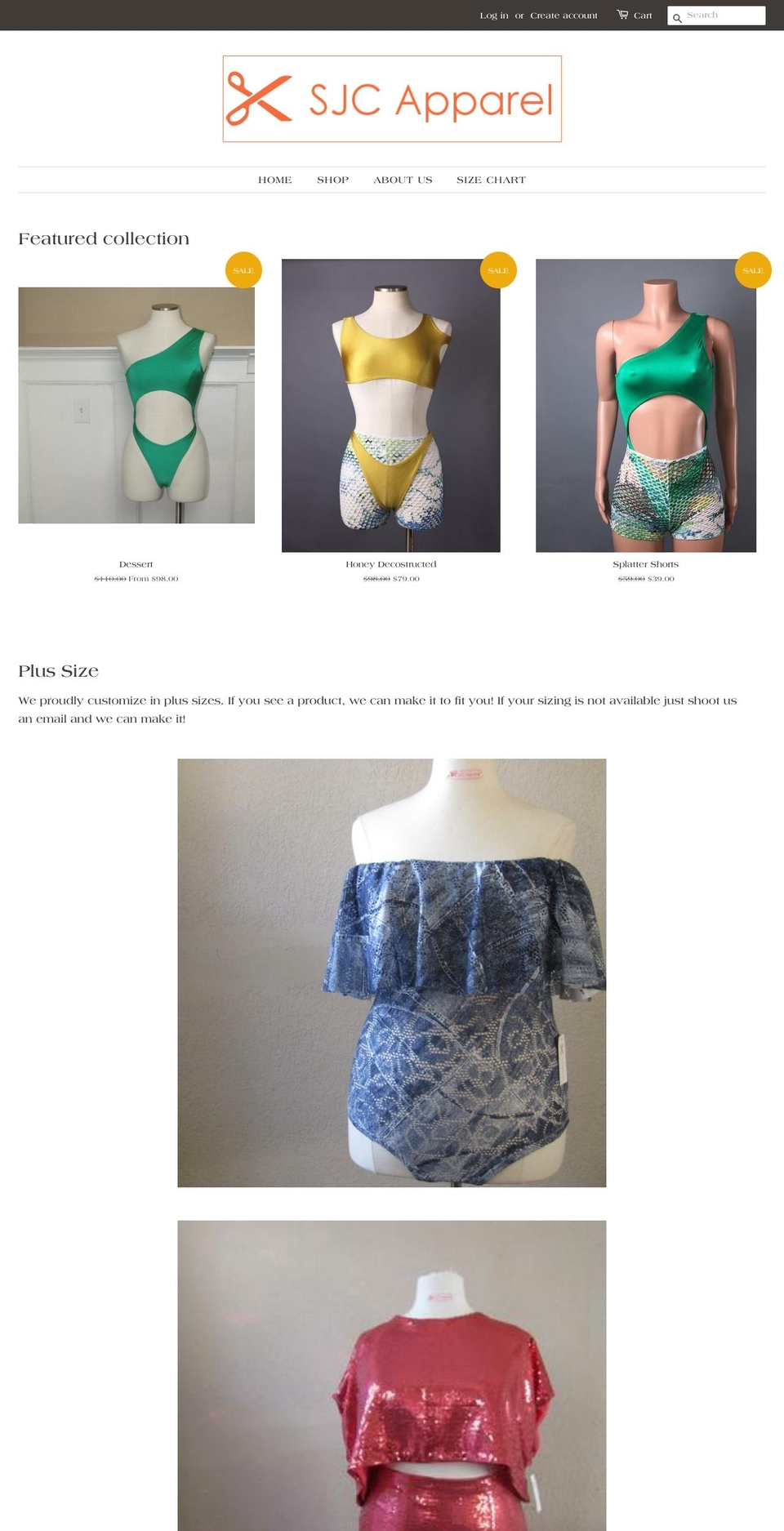 sjcapparel.com — Shopify storefront screenshot