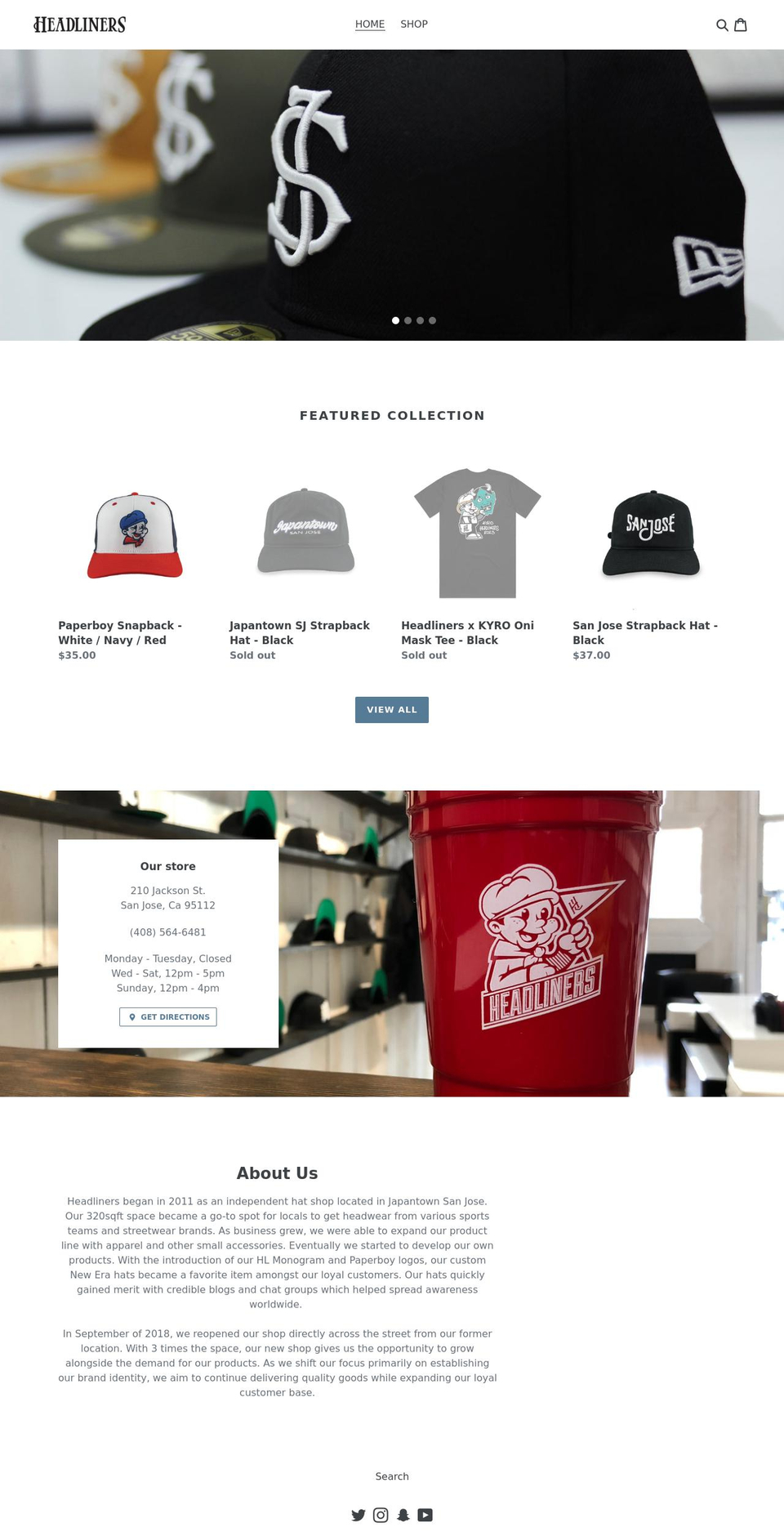 sjheadliners.com shopify website screenshot