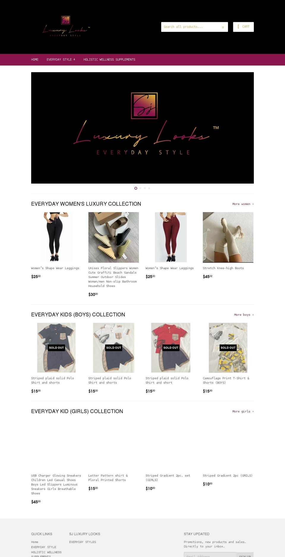 sjluxurylooks.com shopify website screenshot