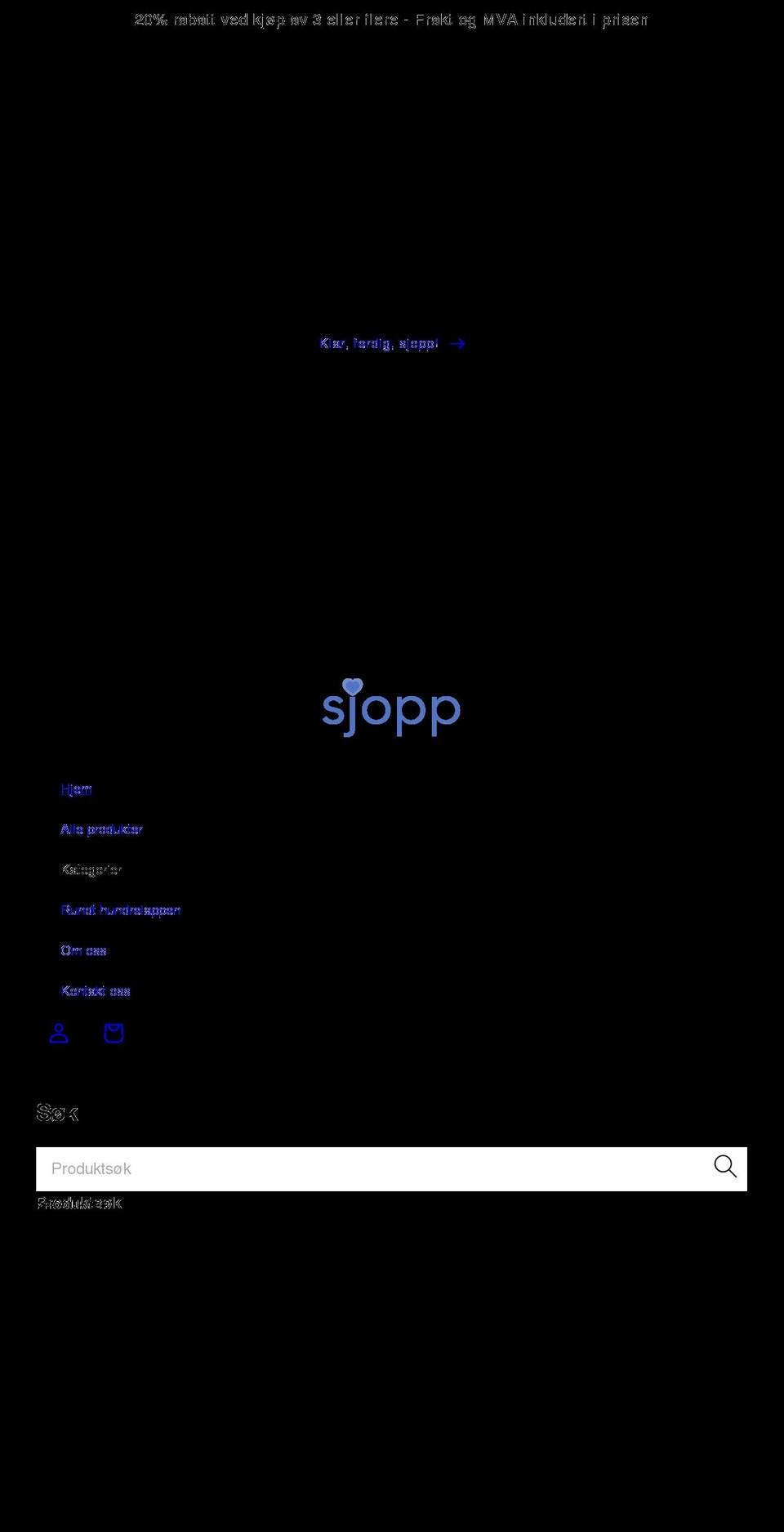 sjopp.no shopify website screenshot