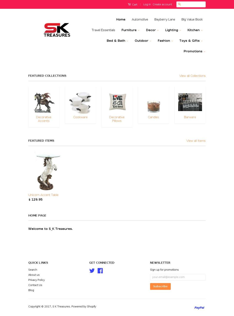 sk-treasures.com shopify website screenshot