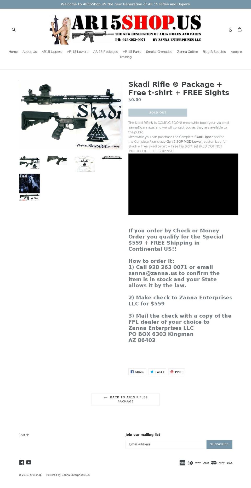 skadirifle.com — Shopify storefront screenshot