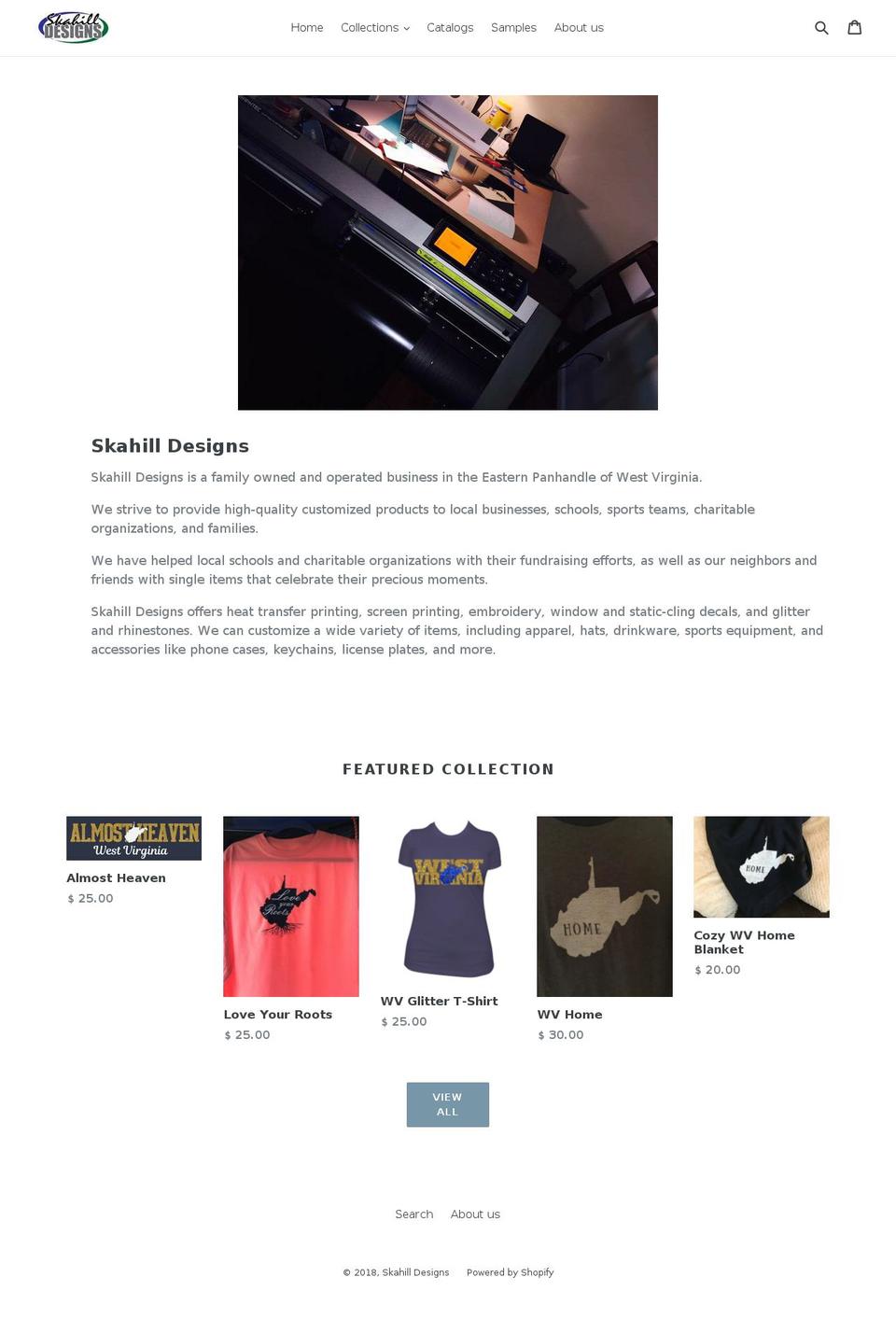 skahilldesigns.com — Shopify storefront screenshot