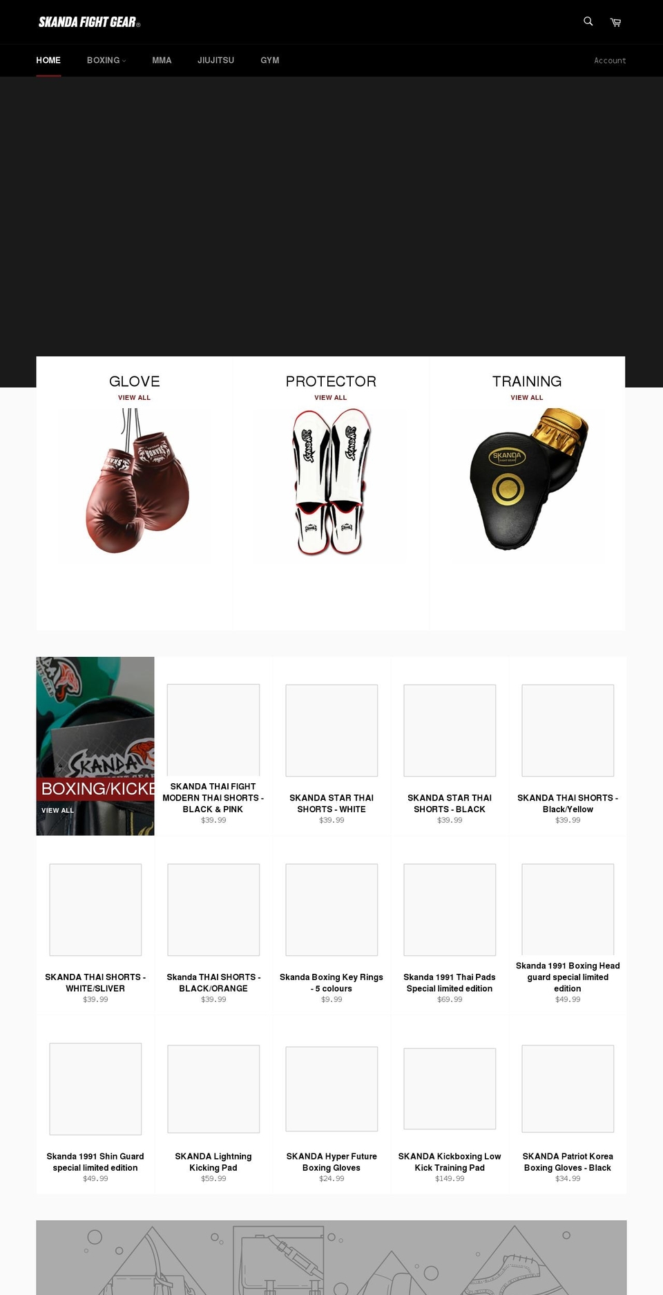 skandafight.com shopify website screenshot