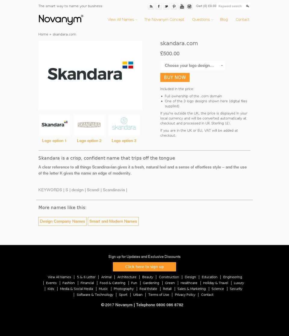 skandara.com shopify website screenshot