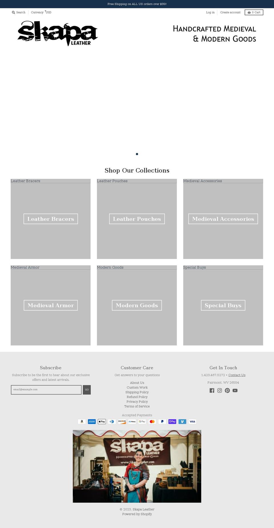 skapaleather.com shopify website screenshot