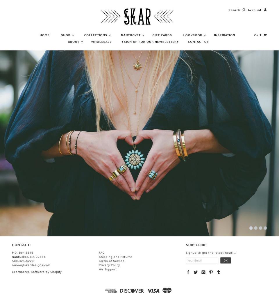 skardesigns.com shopify website screenshot