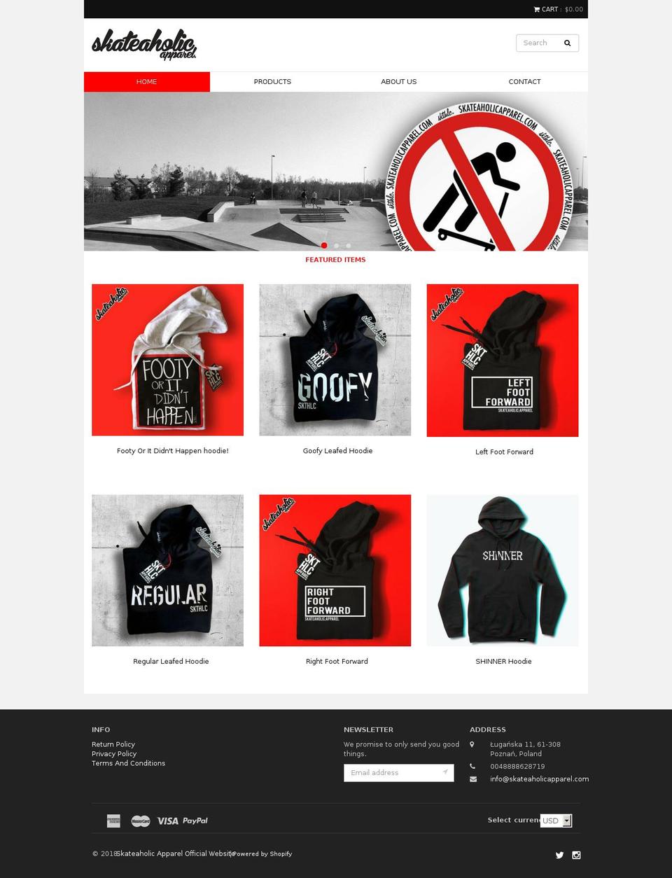 humbleshop Shopify theme site example skateaholicapparel.com